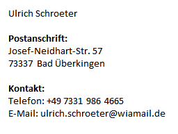 Postanschrift + Kontakt